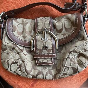Vintage Brown Signature Coach Shoulder Bag